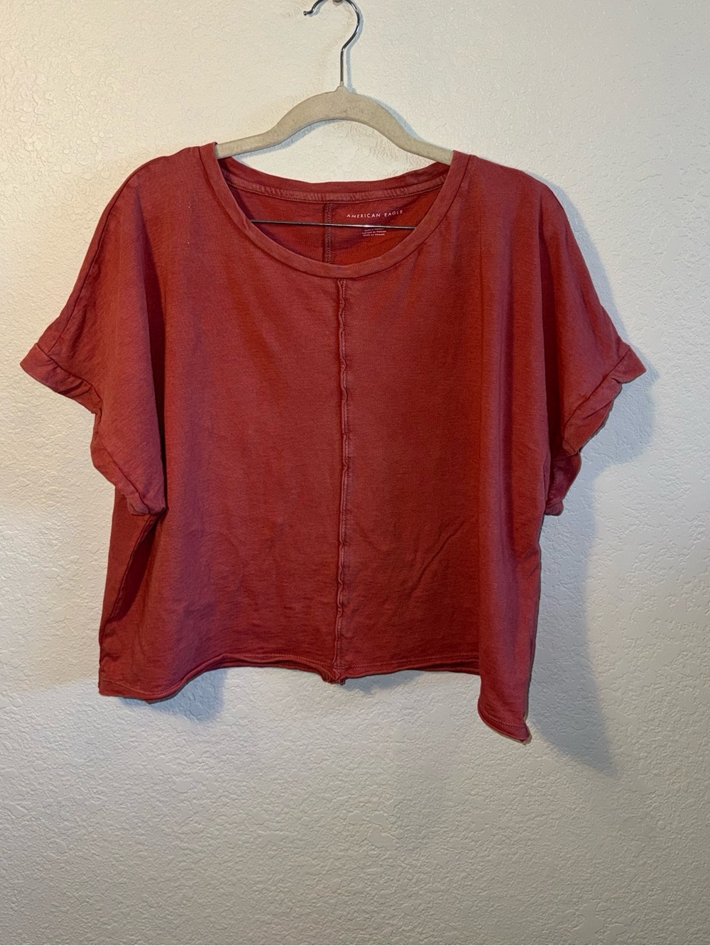 American Eagle Orange Crewneck Boxy Short Sleeve Casual T-Shirt Size M